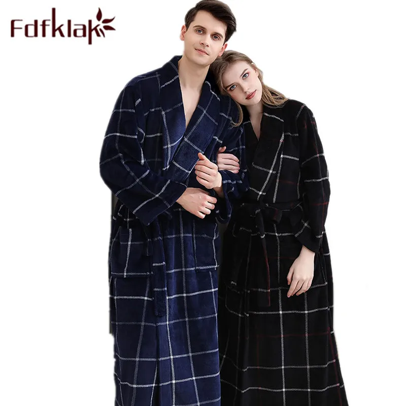 Зимний новый халат для женщин размера плюс банный пары с длинным рукавом