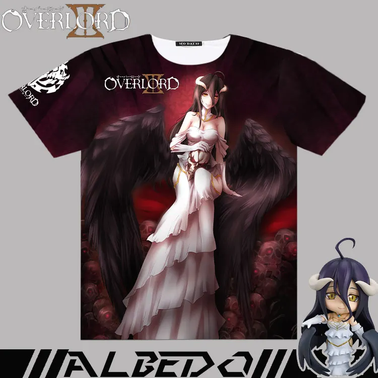 Мужская и женская футболка персонаж аниме Overlord Albedo Shalltear косплей Полный Рисунок с