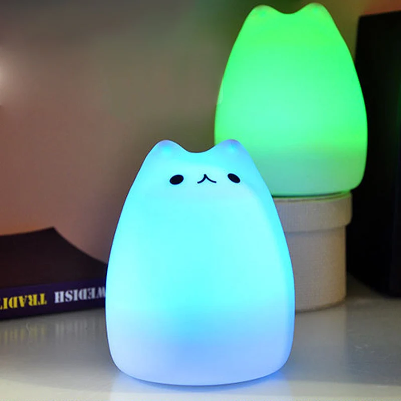 Горячий милый кавайный котик силиконовый котенок USB Перезаряжаемый ночник