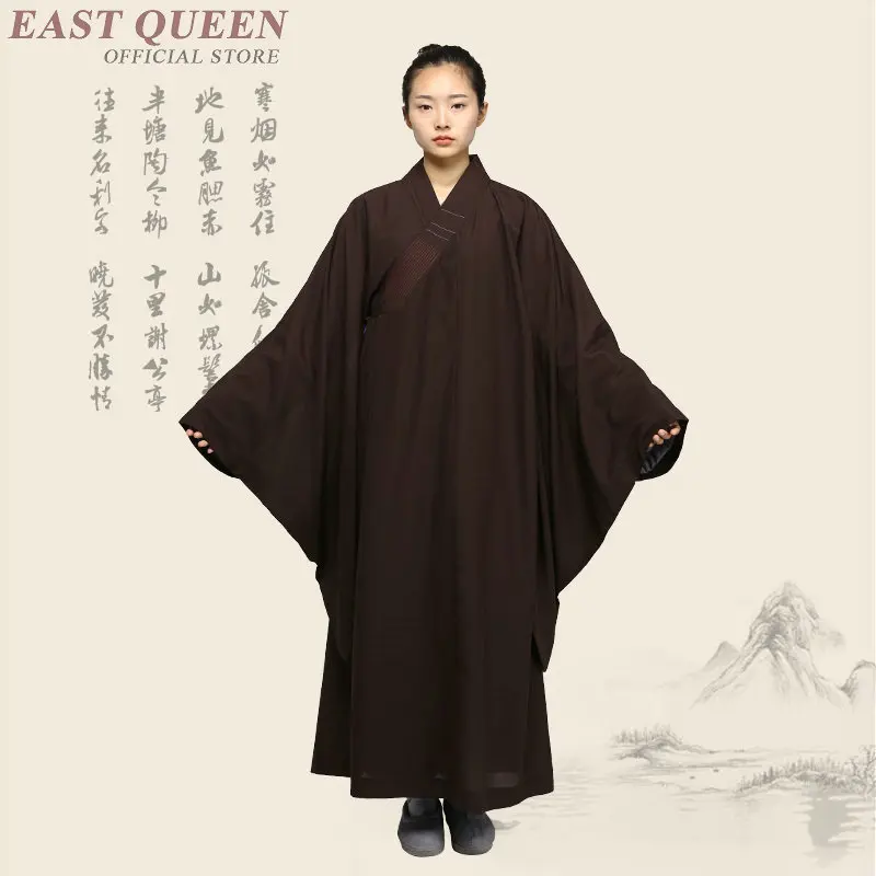 

Buddhist monk robes clothing costume clothes for female women shaolin monk robes zen meditation clothing KK1984 H
