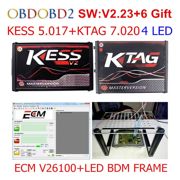 Онлайн V2.53 ЕС красный Kess V5.017 OBD2 менеджер Тюнинг Комплект KTAG V7.020 4 светодиодный Kess V2 5,017 BDM Рамка K-TAG 7,020 ECU программист - Цвет: Синий