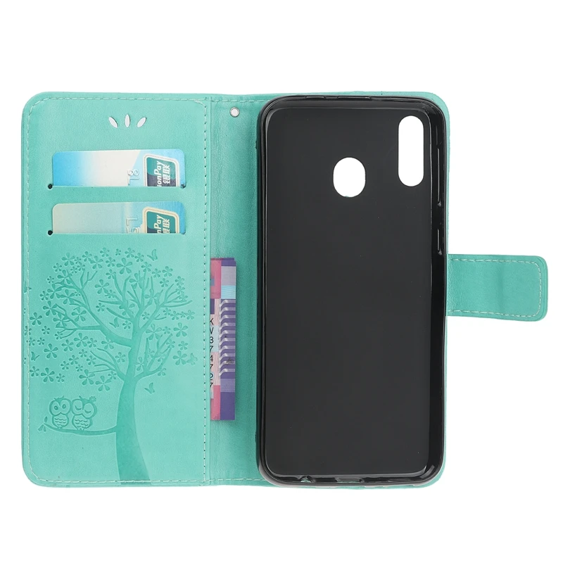 A30 A40 A50 чехол для Samsung задняя крышка Сова Дерево тисненый кожаный Funda A70 etui|Бамперы|