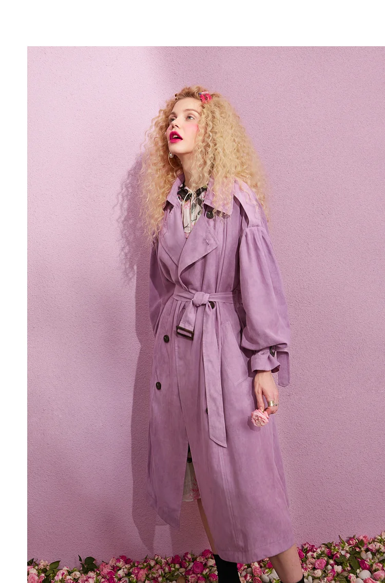 ELFSACK New Casual Trench Woman Solid Turn-down Collar Full Women Trench Coat Double Breasted Oversized Streetwear Femme Trench