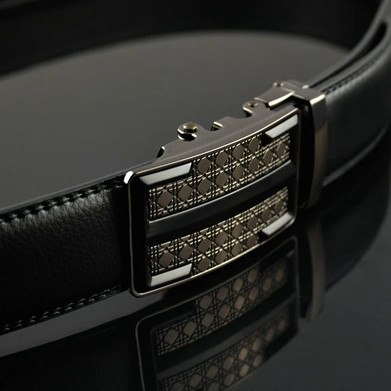 KAWEIDA Mens Accessories 2018 Genuine Leather Belt Vintage Letter I Luxe Automatic Metal Buckle Black Ceinture Homme | Аксессуары для