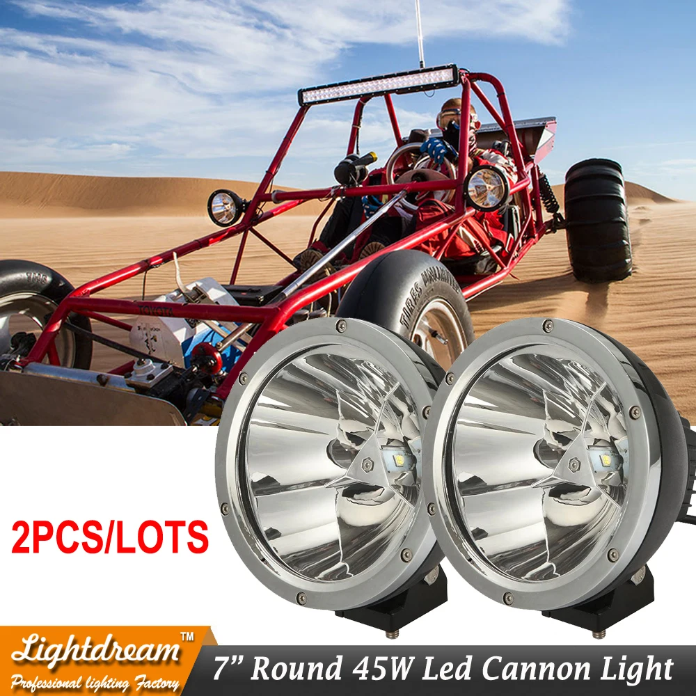 Пара 7 дюймов 45 Вт черный хром круглый светодиодный светильник спот