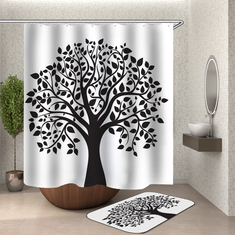 Floral shower curtain fabric 3d bathroom shower curtains bathroom curtain hooks waterproof water repellent bathroom or mat - Цвет: HY10