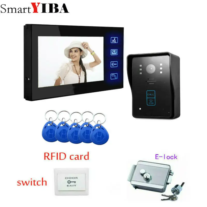 Видеодомофон 7 дюймов система доступа с 1 монитором и RFID камерой 700TVL