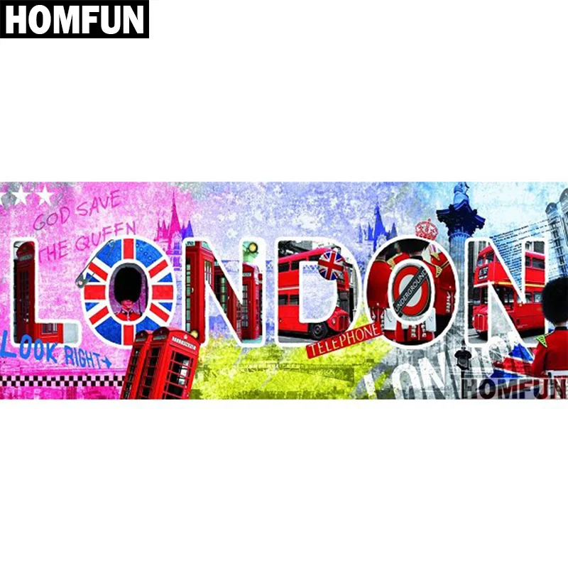 Алмазная живопись HOMFUN A00947 картина живописный Лондон с полными
