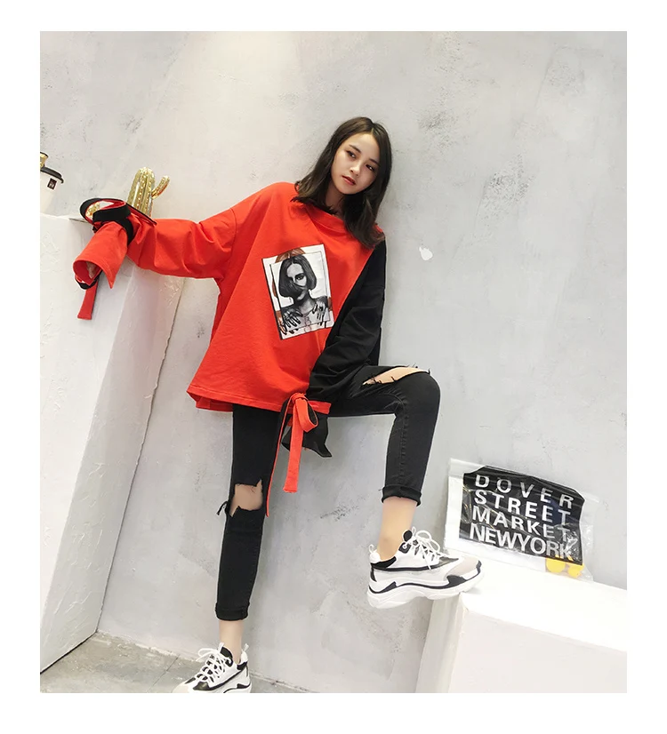 Модный корейский женский свитер большого размера 2018 пуловер на осень и весну в