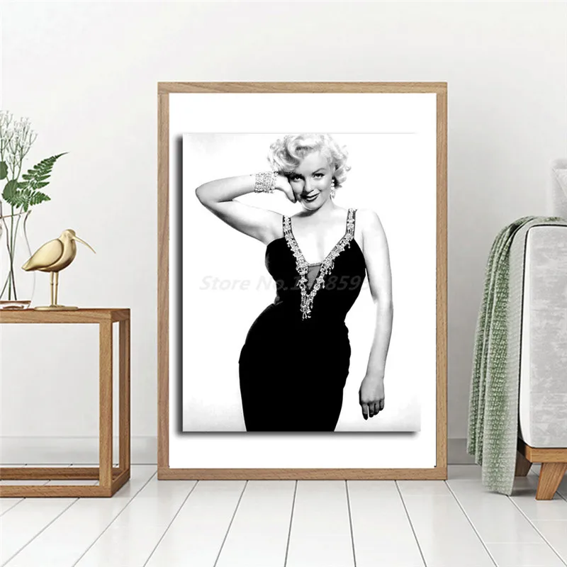 Плакаты Marilyns Monroes на холсте с черным платьем художественная картина стену