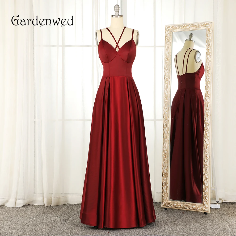 

Женское атласное вечернее платье, красное элегантное платье на тонких бретелях, ТРАПЕЦИЕВИДНОЕ, 2019