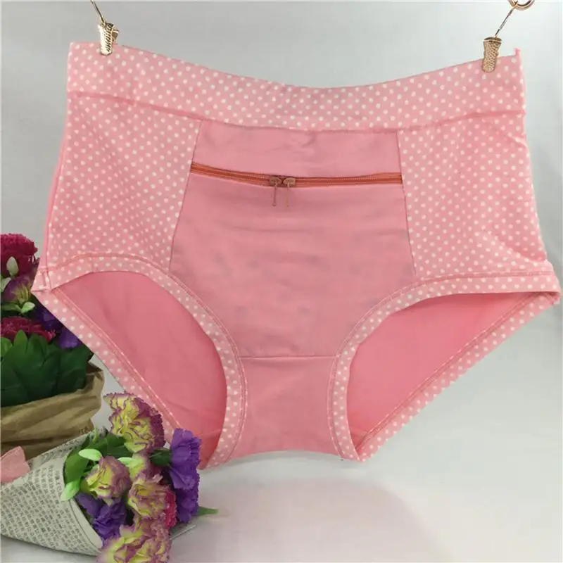 Pink Женские трусики, трусы с карманами на молнии, нижнее белье, удобные тянущиеся дышащие трусы, новинка YLM9266 - Цвет: Pink