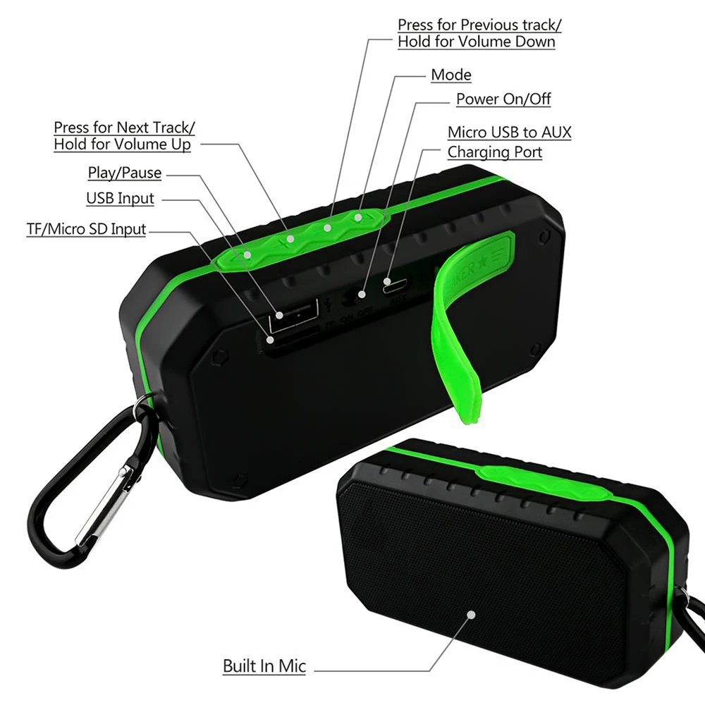 Bluetooth-Колонка Водонепроницаемая с поддержкой FM-радио AUX TF USB | Электроника
