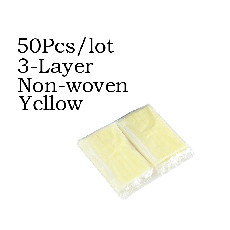Non-woven Yellow 50 шт./лот 4/3-слойные Детские маски активированный уголь или нетканые детские одноразовые маски - Цвет: Non-woven Yellow