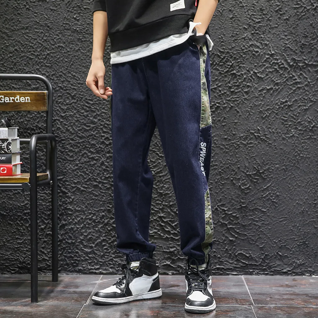 Летние новые модные повседневные камуфляжные свободные джинсы с эластичной