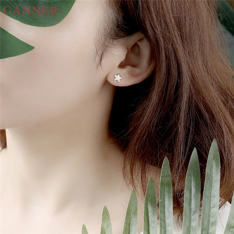 Женские серьги-гвоздики из стерлингового серебра 925 пробы с кубическим цирконием