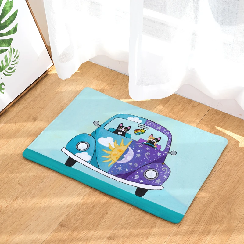 Мультяшный фланелевый ковер с изображением автомобиля кота коврик для гостиной
