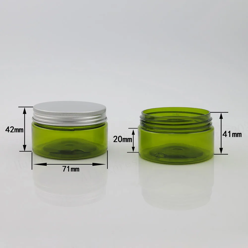 30 x 100g Empty Green Cream Cosmetic Jar PET Conatiner Silver Aluminum Lid Heavy Wall 100CC Plastic Containers | Красота и здоровье