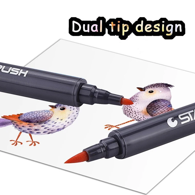1 Piece Art and Graphic Drawing Manga Aquarelle Brush Water Based Pigment Ink Twin Tip Fine Sketch Marker Pen|sketch marker pens|sketch