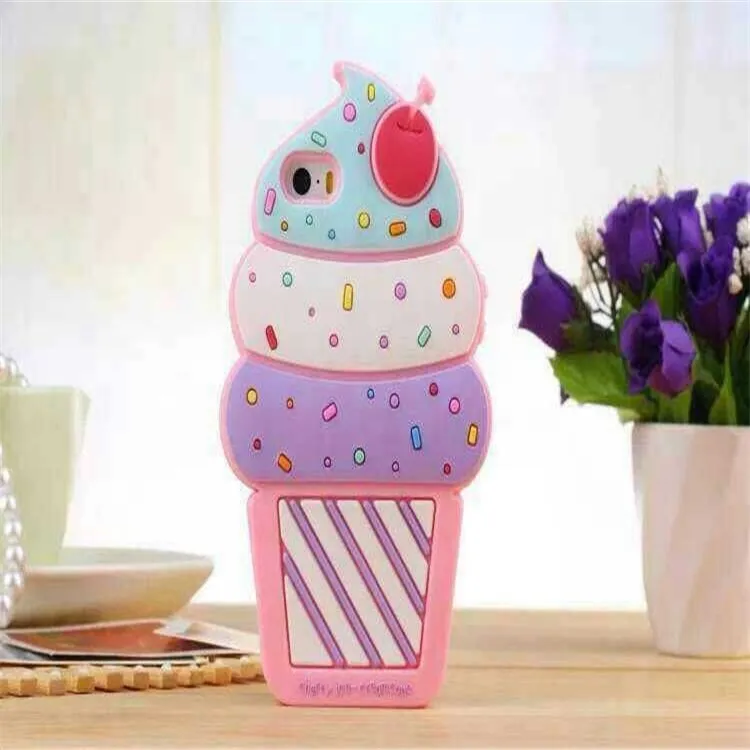 3D мультфильм Cherry мороженое чехол для iPhone 4 4S 5 5S 6 6S Plus 7 7 плюс 8 Plus X Кубок Бутылка Напиток силикон iPhone6 чехол телефона