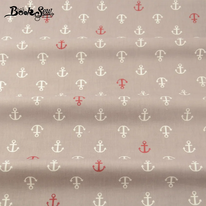 Booksew Clothing Decoration 100% Cotton Twill Fabric Home Textile Sewing Bedding Quilting Red And White Anchors Crafts Patchwork|craft
