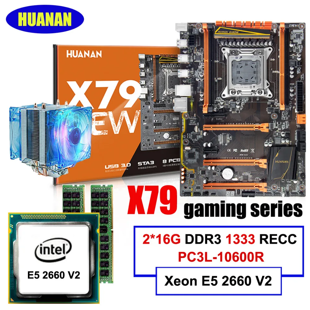 Игровая материнская плата HUANANZHI X79 Deluxe ATX со слотом M.2 SSD процессор Xeon E5 2660 V2 10 ядер