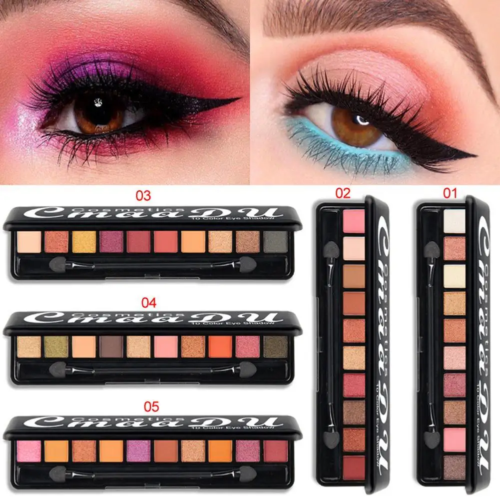 10 Color Eyeshadow Palette Waterproof Eye Pigment Powder Shimmer Matte Nude Shadow With brush Mirror Makeup Tools |