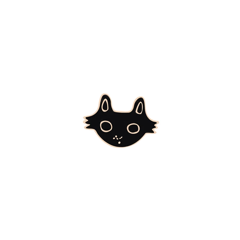 Big black cat head Пары, животных Броши виде из мультфильмов, черные белые кошки, рыбки, кости, эмалированные булавки, одежды, воротника, металлические отворотом, булавке, для сумки, значки, ювелирные изделия для влюбленных аксессуары - Окраска металла: Big black cat head
