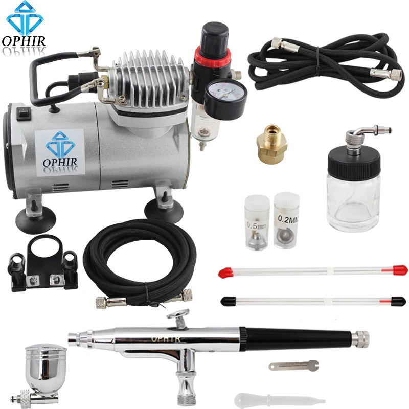 Комплект аэрографа двойного действия OPHIR 3 наконечника 7cc & 22cc 110 В 220 комплект