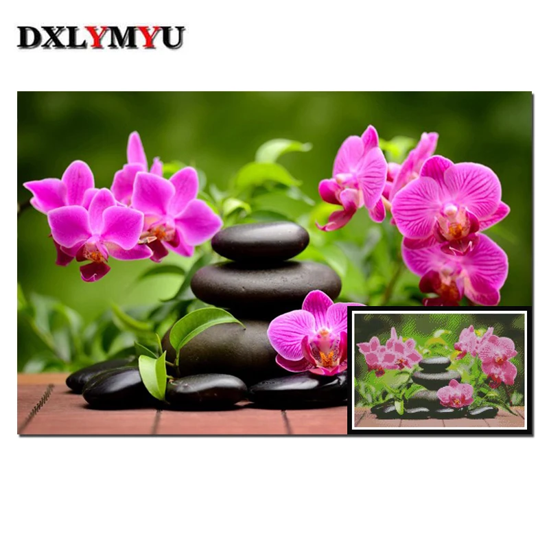 5d алмазная живопись сделай сам вышивка крестиком Зен Орхидея цветы кристалл