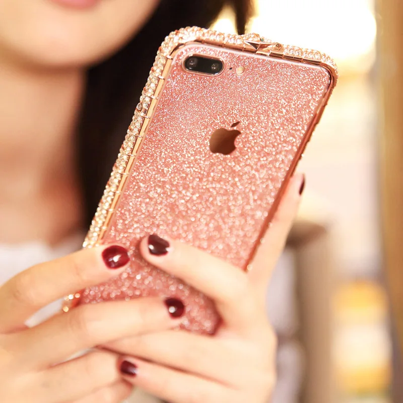 D Роскошный блестящий чехол с металлической рамкой для iphone 6, 7 plus, 8 X XS, XR MAX, блестящая задняя крышка из закаленного стекла, чехол для телефона - Цвет: D