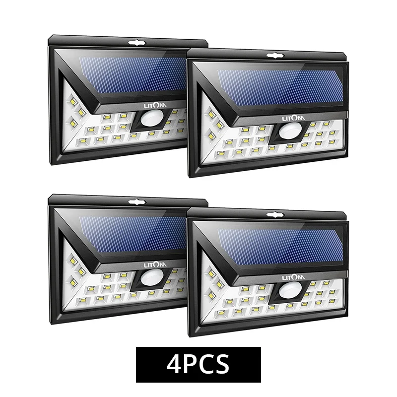 4PCS Litom 24 светодиодный светильник на солнечных батареях с широким углом безопасности, светильник с датчиком движения, беспроводной водонепроницаемый светильник для сада и подъездной дорожки, уличный светильник на солнечных батареях - Испускаемый цвет: 4PCS