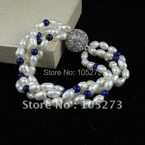 Очаровательный! Набор жемчужных украшений 4 6 мм Лапис и белый натуральный