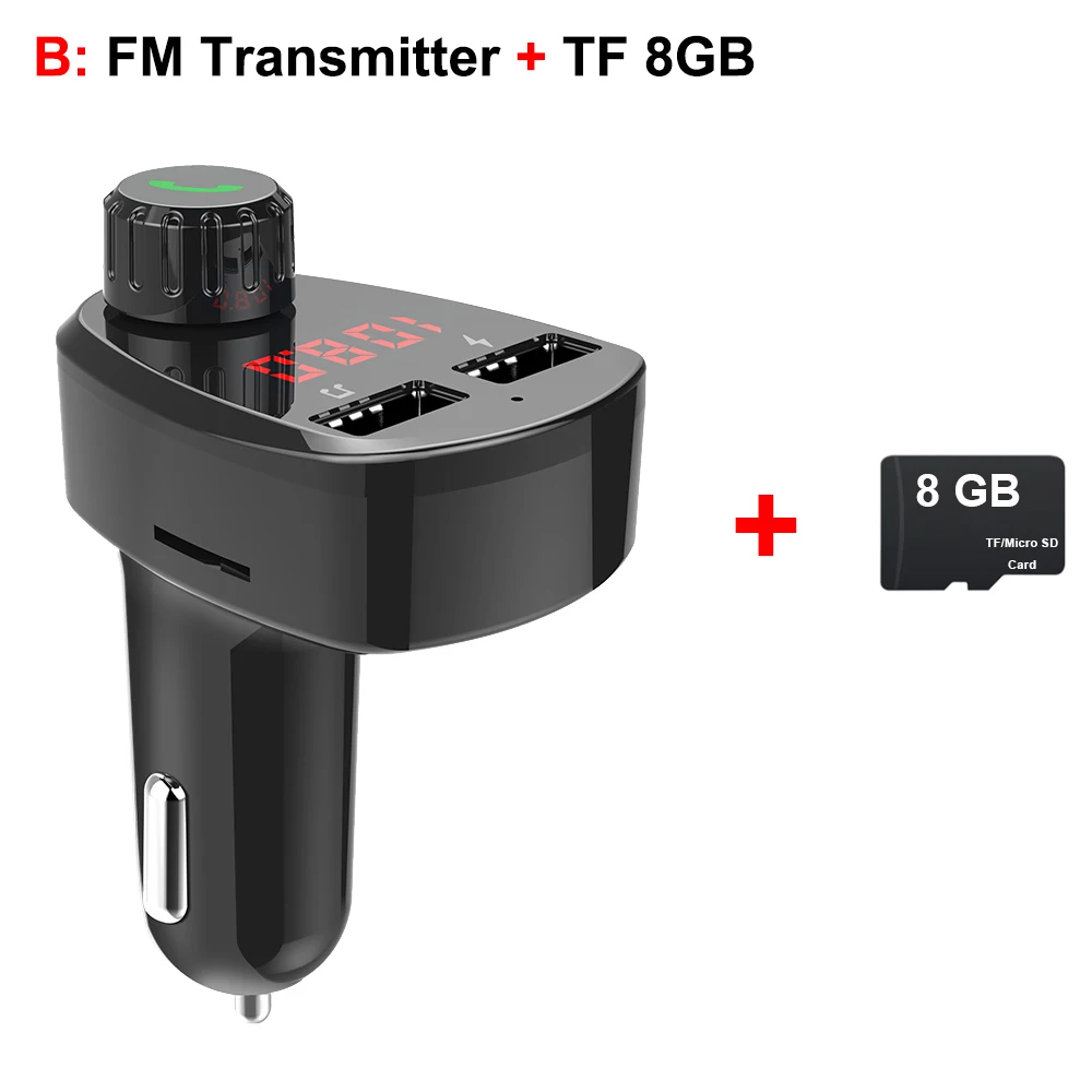 Fm-передатчик, Bluetooth, автомобильный трансмиссор, Handsfree, TF модулятор, трансмиттер, радио, MP3, двойной USB, автомобильное зарядное устройство - Color Name: B-FM Transmitter 8G