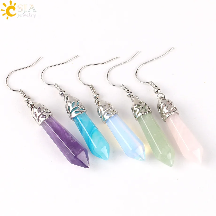 CSJA шестигранный драгоценный камень подвеска крючок серьги Исцеление