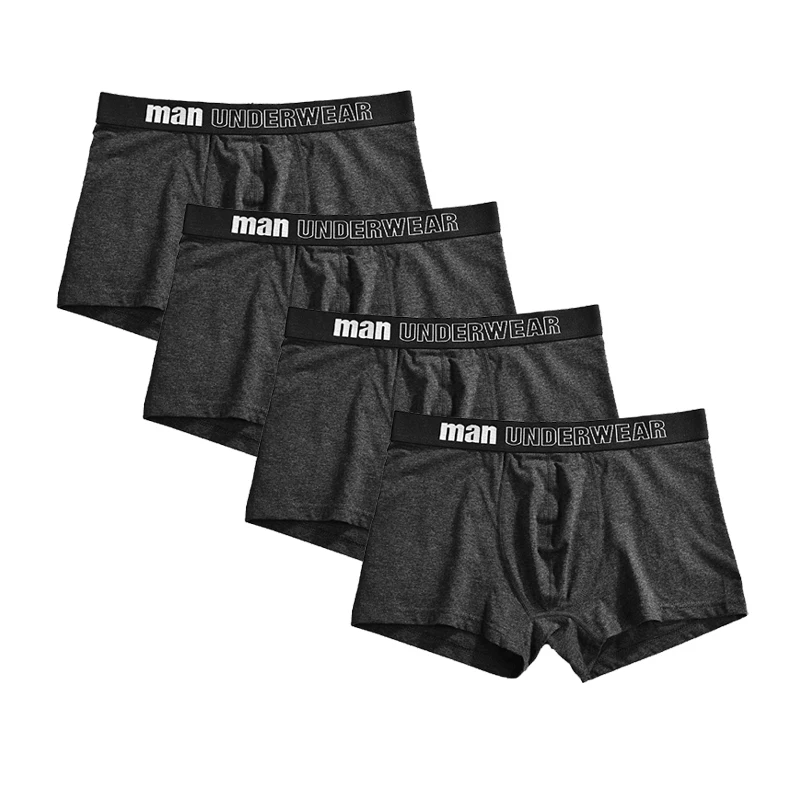 Трусы боксеры мужские 4 шт./лот хлопковые шорты дышащие однотонные удобные