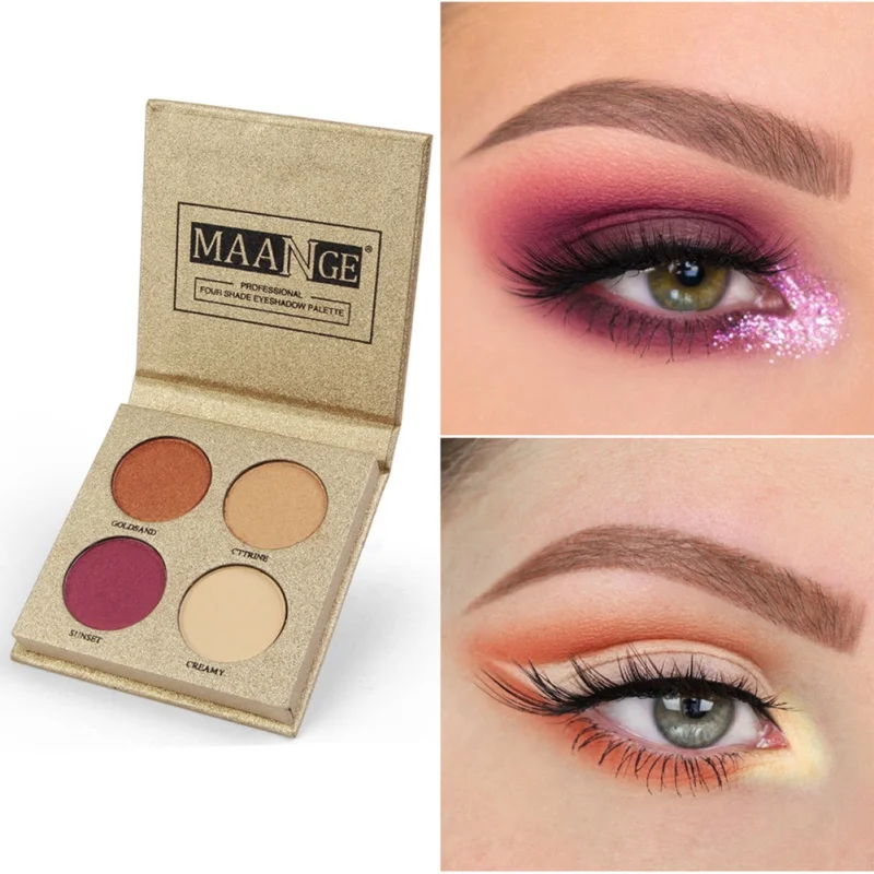 Палитра теней для век Сияющие блестящие тени макияж косметика красоты 4 вида