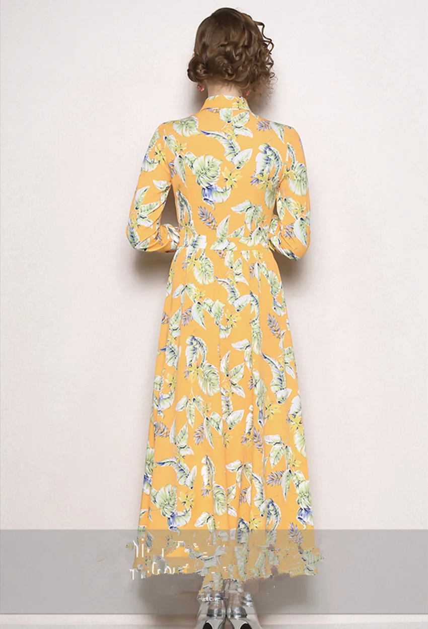 Женское длинное платье с цветочным принтом HAMALIEL Элегантное Длинное Платье