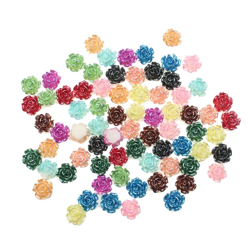 100 шт. цветы из каучука для дизайн ногтей украшения страз ремесла Flatback Кабошон
