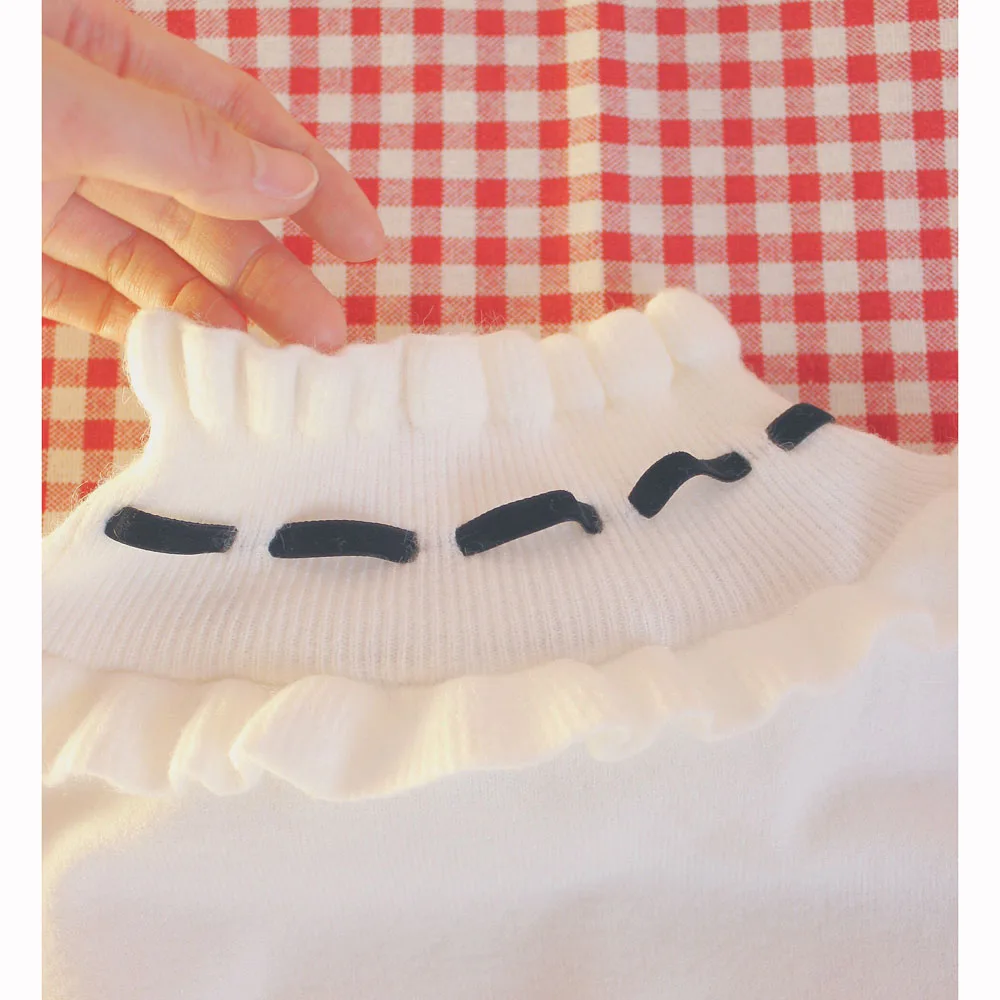 Adomoe Autumn Female Sweater Ruffles Turtleneck Knitwear Soft sister Lovely Cute Japanese Young Girl Sweet Women Solid Sweaters | Женская