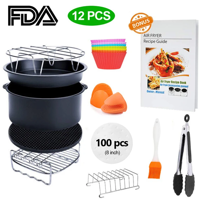 Аксессуары для воздушной фритюрницы 8 дюймов 4 2 QT XL 11 штук Gowise Phillips и Cozyna подходит 5