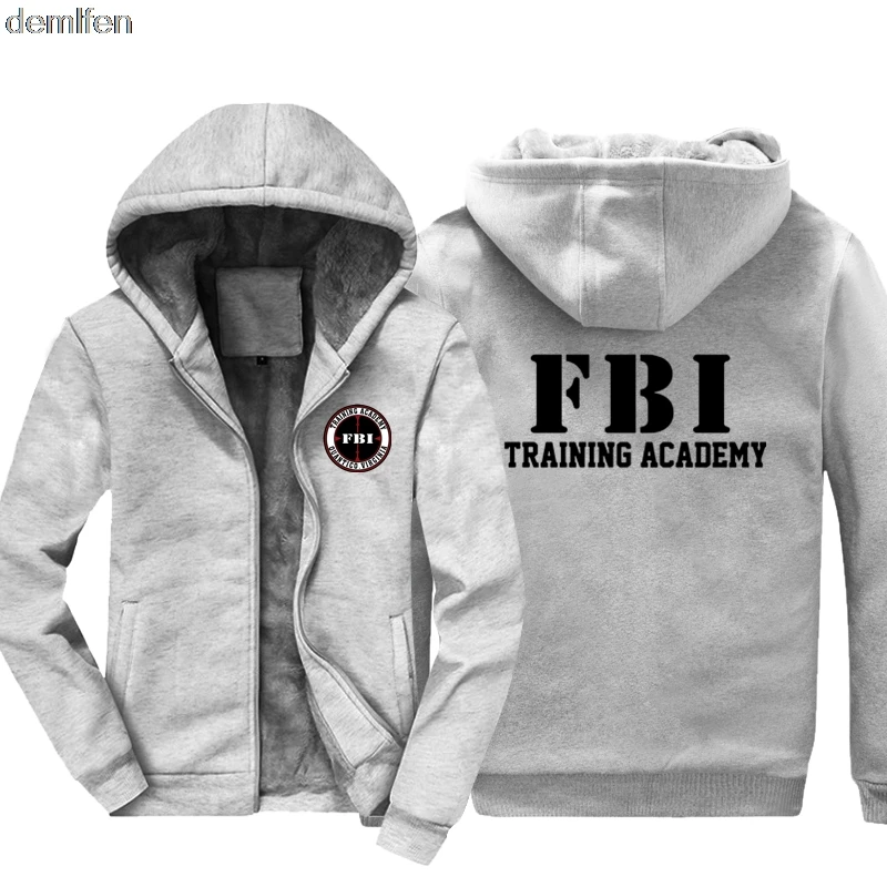 gray Новинка FBI Толстовка «Академия» Мужская мода хлопковое теплое пальто Зимняя толстовка подарок другу - Цвет: gray