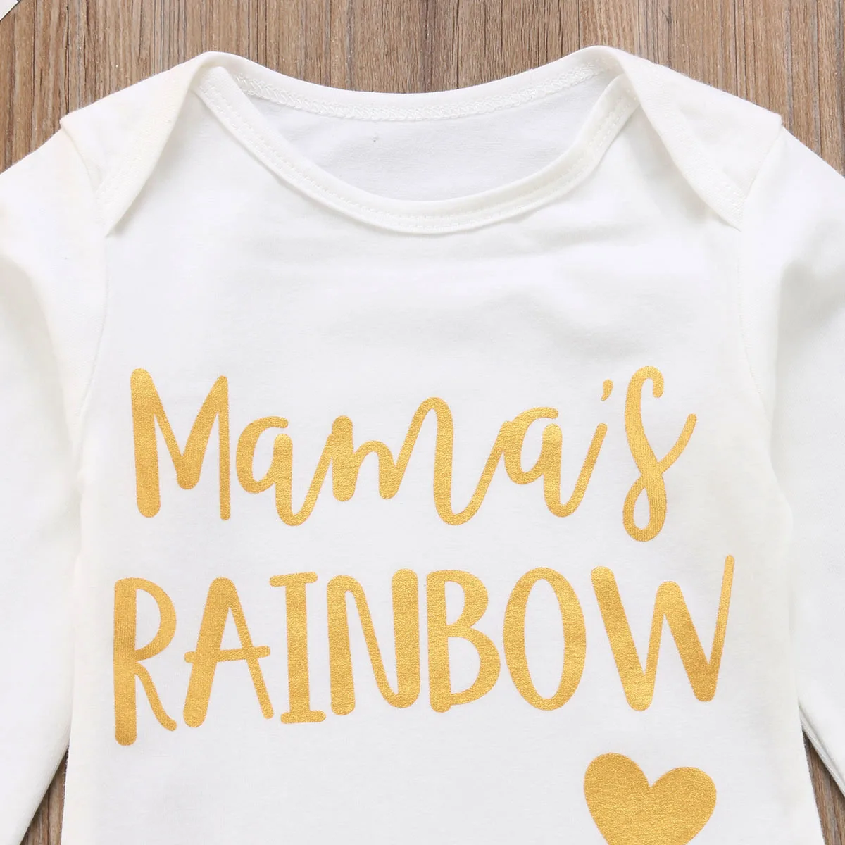 2018 Canis Infant Kids Baby Girls Boys Long Sleeve Mama Rainbow Romper Pants Hats Outfit Autumn Set Clothes | Детская одежда и