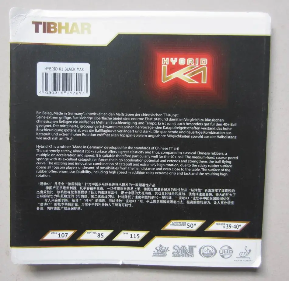 Tibhar Hybrid K1 оригинальные прыщи для настольного тенниса резиновая липкая Резина