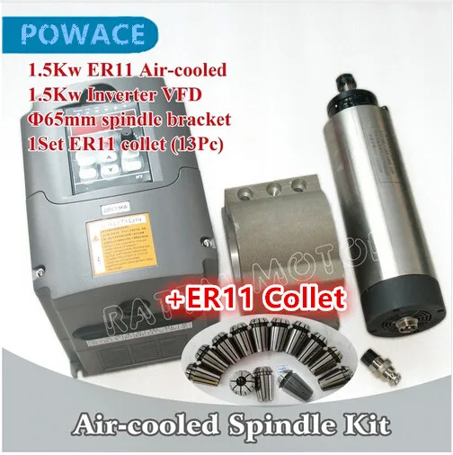 

220 кВт ER11 Электродвигатель с воздушным охлаждением 220 В CNC фрезерование и кВт Инвертор VFD в и 65 мм крепление и Цанга ER11