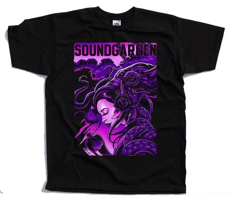 Soundgarden V1 Крис Корнелл гранж тяжелых металлов плакат Футболка (черный) S 5XL|Мужские