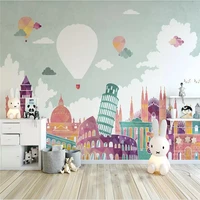 custom mural wallpaper nordic hot air balloon building childrens room background wall