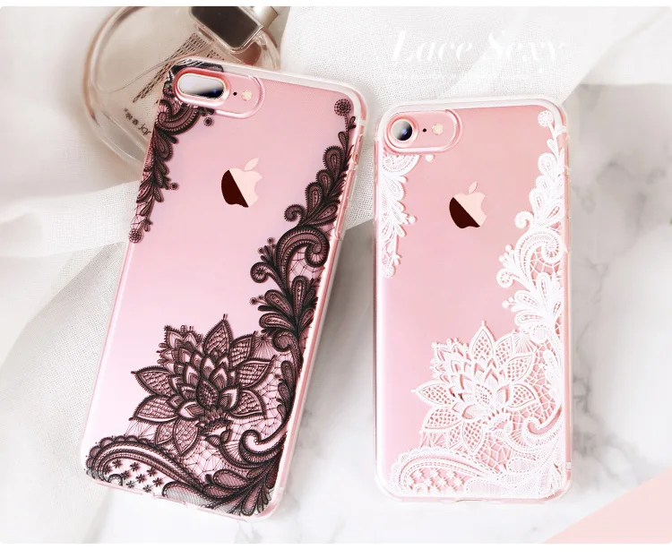 Роскошный силиконовый чехол для телефона для iPhone 8, 7, 6, 6s Plus, 5S чехол s, 3D кружевной цветок, мягкий ТПУ чехол для iPhone X XS, чехол для MAX XR