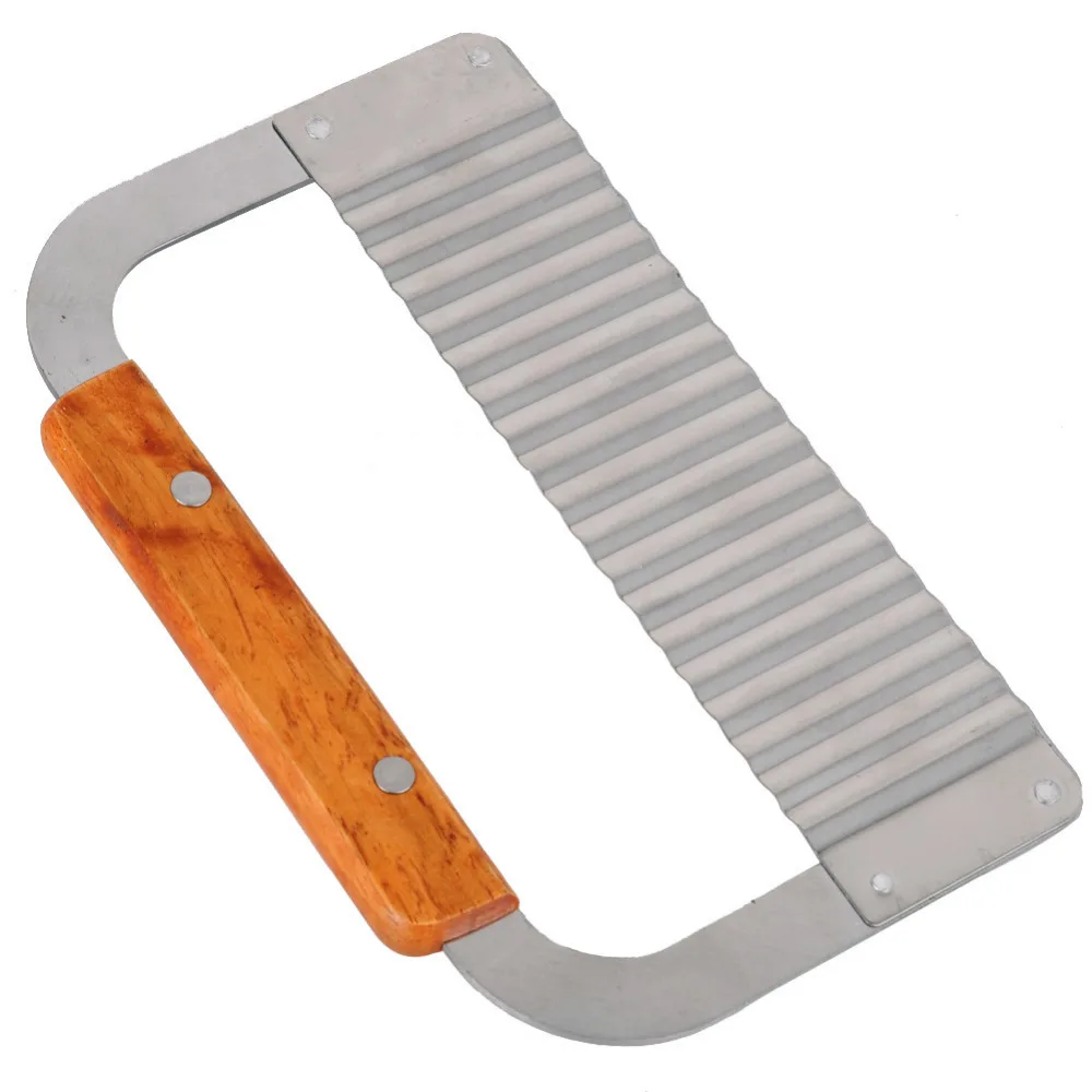 Новый гофрированный волнистый нож с деревянной ручкой для картофеля фри выпечки