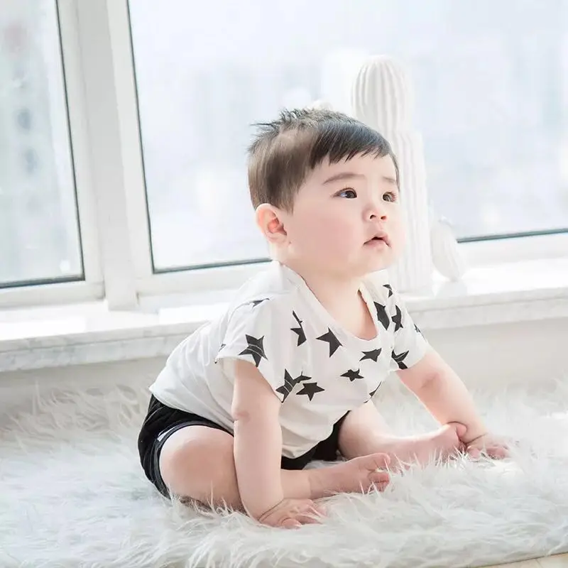Free shipping 2018 summer children's wear star print stripes sports short sleeve T-shirt suit | Детская одежда и обувь